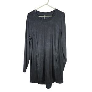 Athleta Women's Long Sleeve Sweatshirt Pockets Distressed Black Comfy Size Large